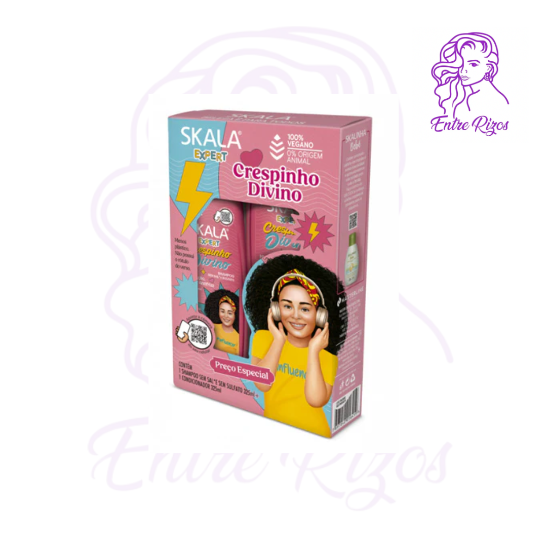 Pack Shampoo Acondicionador Kids Crespinho Divino Skala 325ml c/u